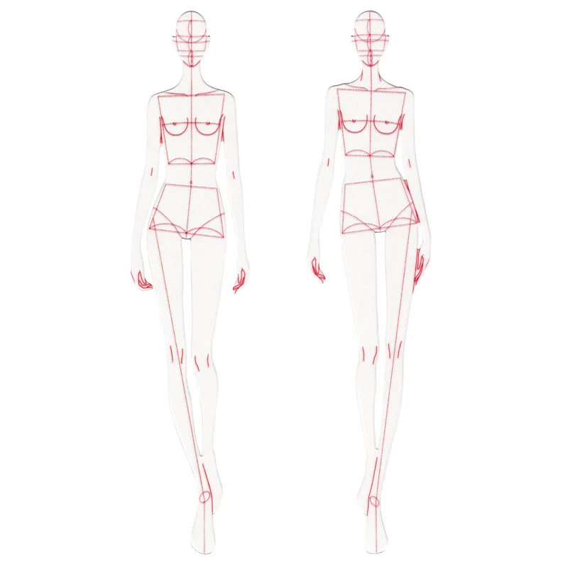 Fashion Design Ruler Cloth Design Line Drawing Apparel Garment Prototype Ruler Human Dynamic Template For School Student Drawing