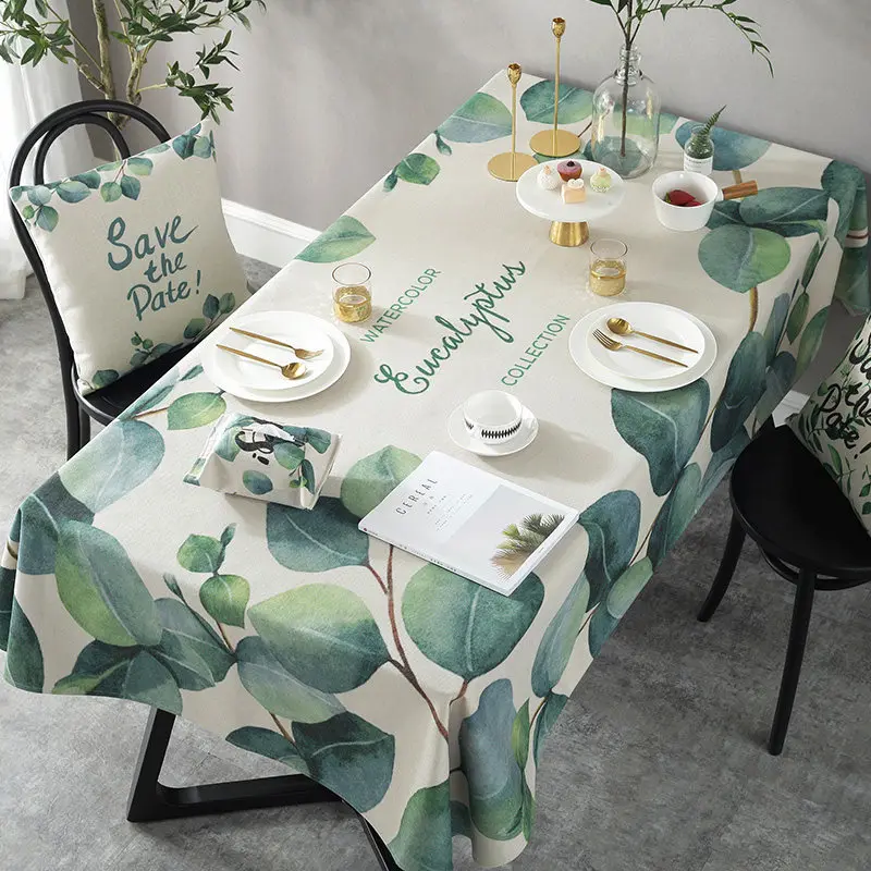 

Northern European Green Vegetation Eucalyptus Leaf Tablecloth Tablecloth Table Cloth Cover Towel