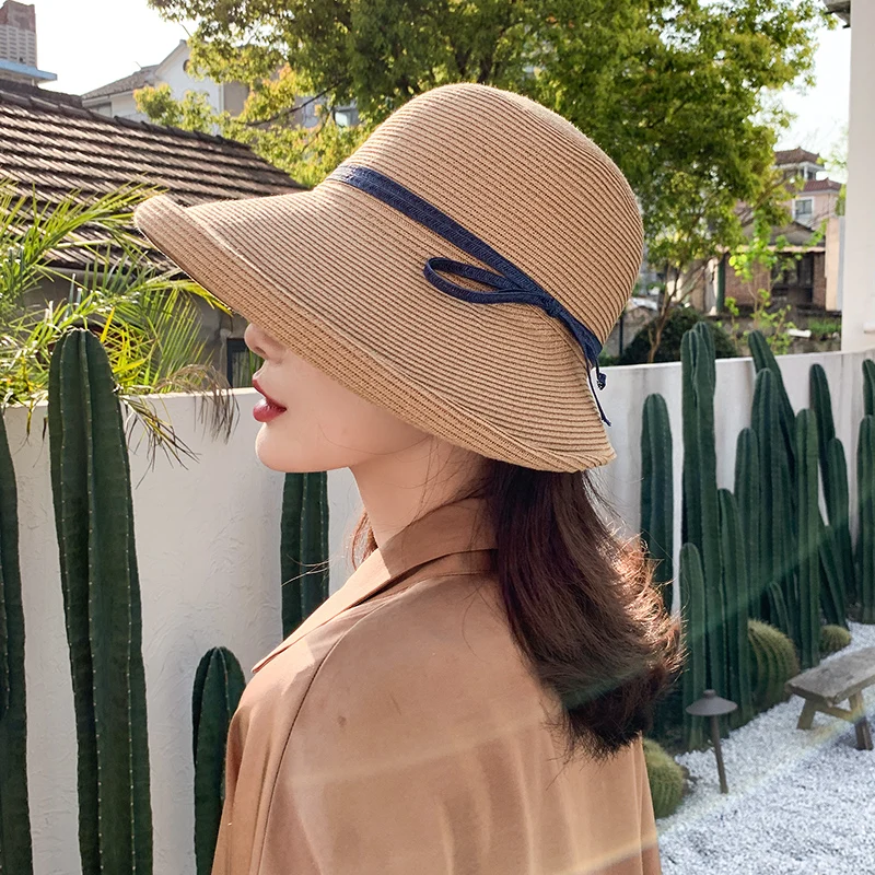 Women's summer hat Women's bucket hat Straw hat beach hat ceremony women's hats spring 2021 belt  visor sun protection hat