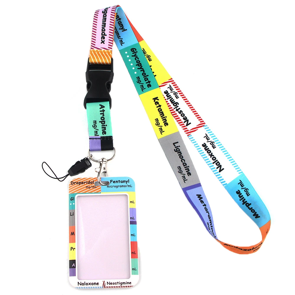 YL167 Medical Doctors Nurses Critical Care ICU Anaesthetics Cartoon Print Lanyard Card ID Holder Key Neck Straps Badge Holder