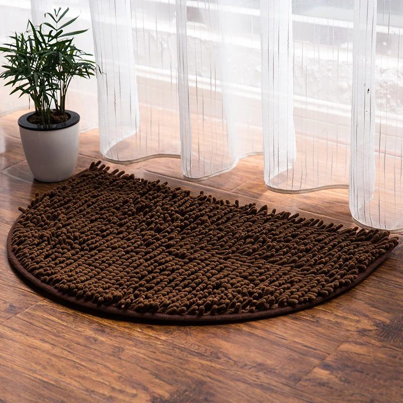 

Modern Simplicity Bathroom Non-slip Foot Mats Semicircle Solid Chenille Carpet Comfortable Absorb Water Step Home Door Mats