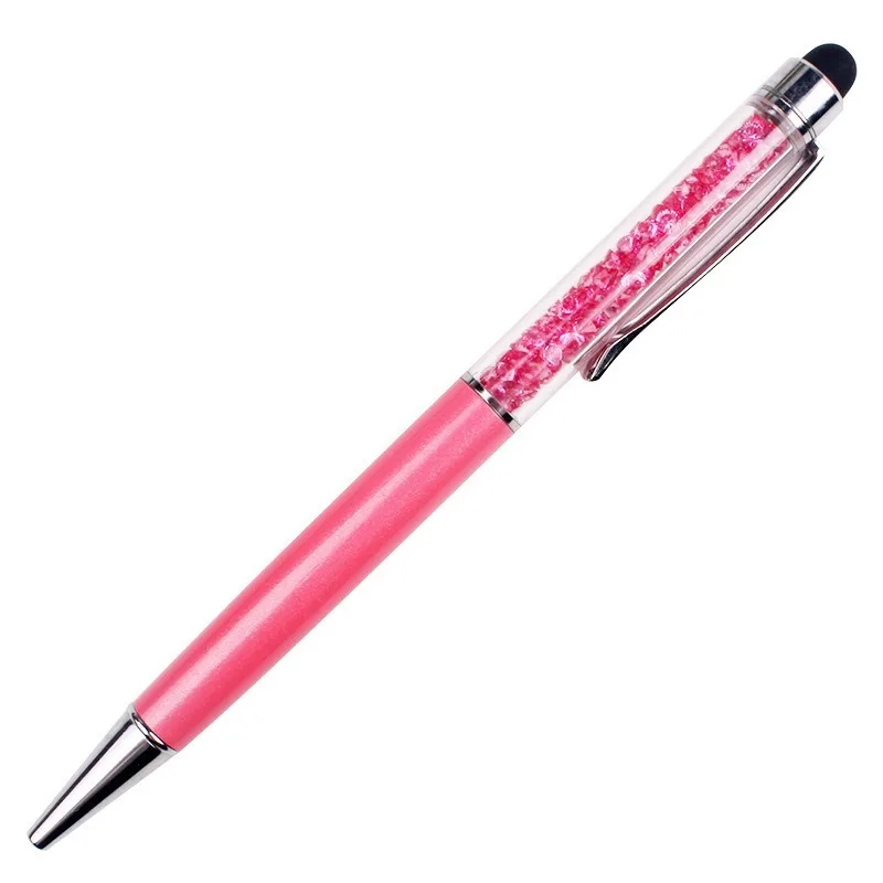 5 Pcs/lot Cute Crystal Pen Diamond Ballpoint Pens Stationery Ballpen 2 In 1 Crystal Stylus Pen Touch Pen