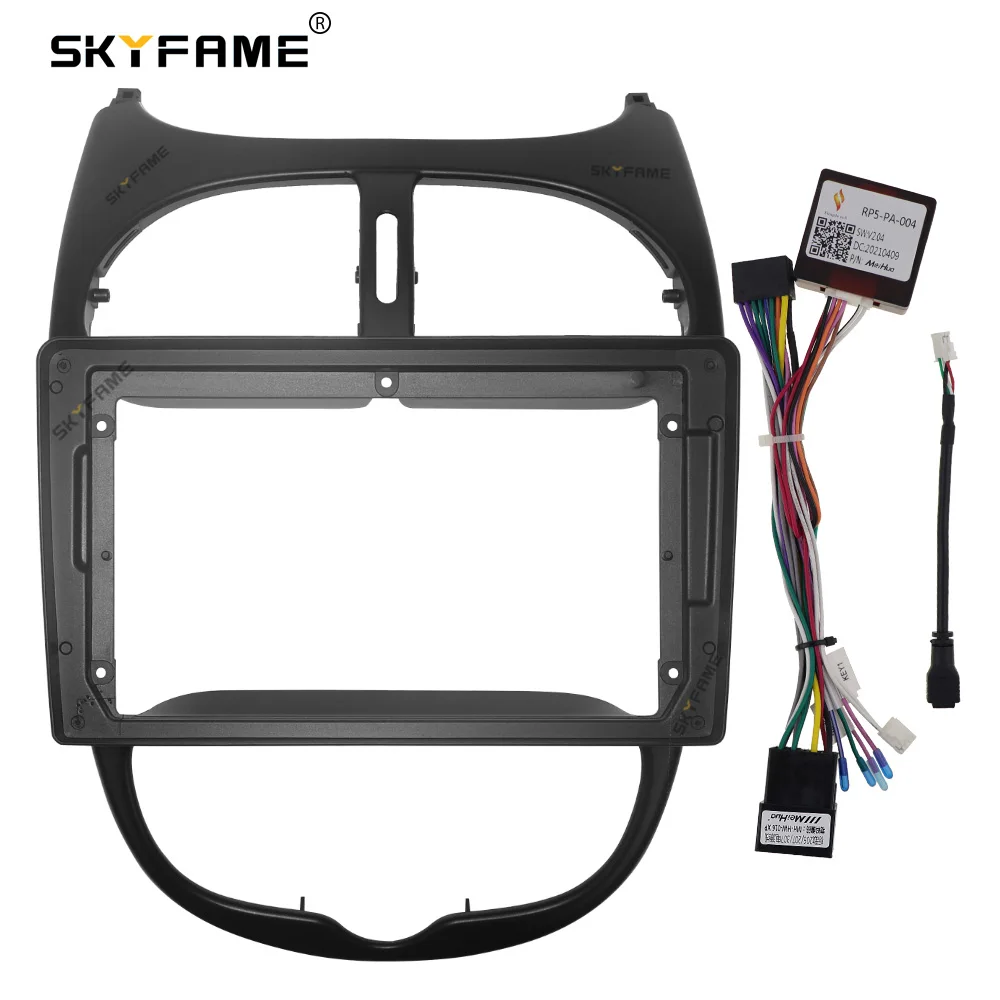 SKYFAME Car Frame Fascia Adapter Canbus Box Decoder Android Radio Dash Fitting Panel Kit For Peugeot 206 206CC 206SW