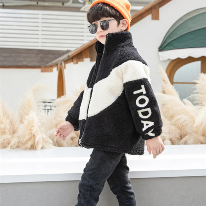 Meninos do bebê crianças jaquetas casacos outwear 2023 fuzzy engrossar quente mais veludo inverno outono velo algodão roupas infantis