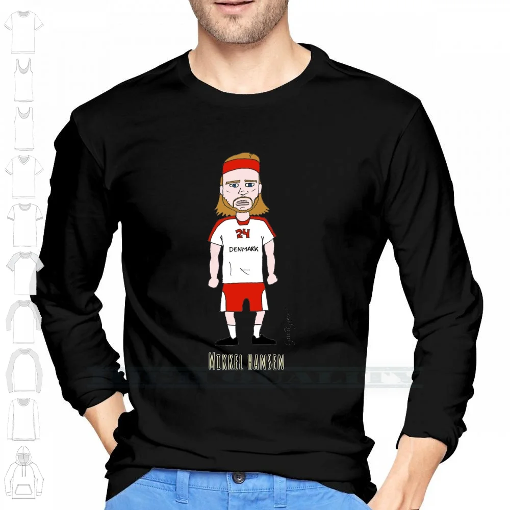 Mikkel Hansen 100% Cotton Long Sleeve T Shirt Mikkel Hansen Denmark Handbol Handebol Handball Player European Cup Tee Short