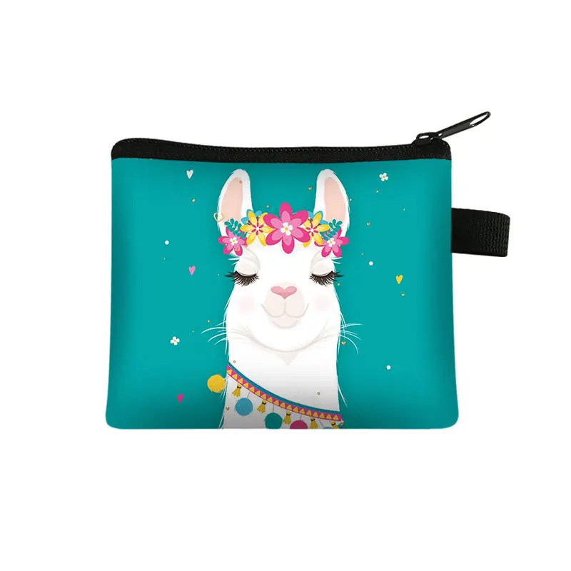 Alpaca Gedrukt Kinderen Nul Portemonnee Student Polyester Kaart Tas Eenvoudige Munt Opbergtas Hand Tas Portemonnee Mini Zak pochette