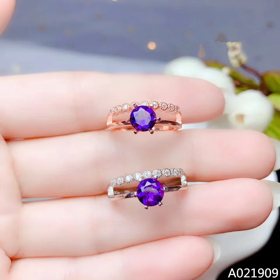 

KJJEAXCMY boutique jewelry 925 sterling silver inlaid Amethyst gemstone beautiful ring trendy