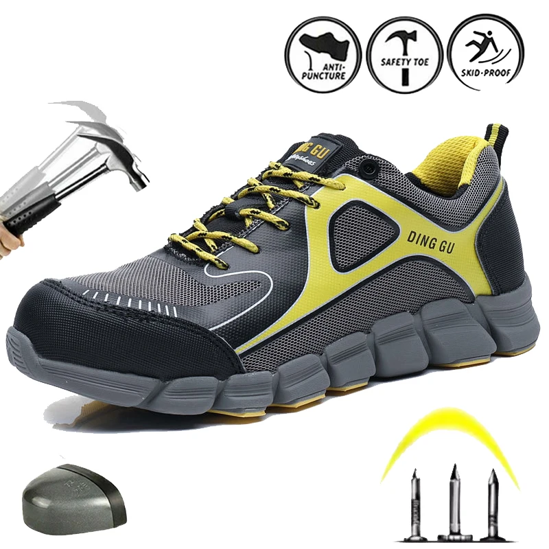 safty shoes men construction safety shoes with steel toe cap men shoes sneakers breathable lightweight work boots