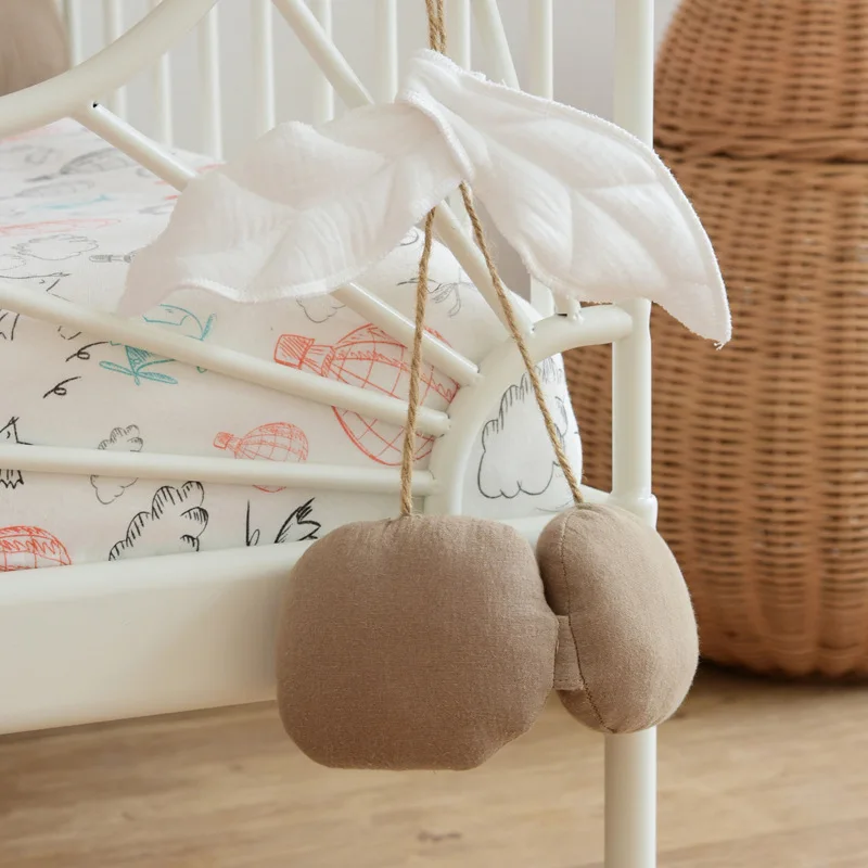 Sweet Cherry Wall Hanging Decor Cute Cotton Stuffed Cherry Baby Girls Room Decor Nordic Style Kids Room Home Nursery Party Decor