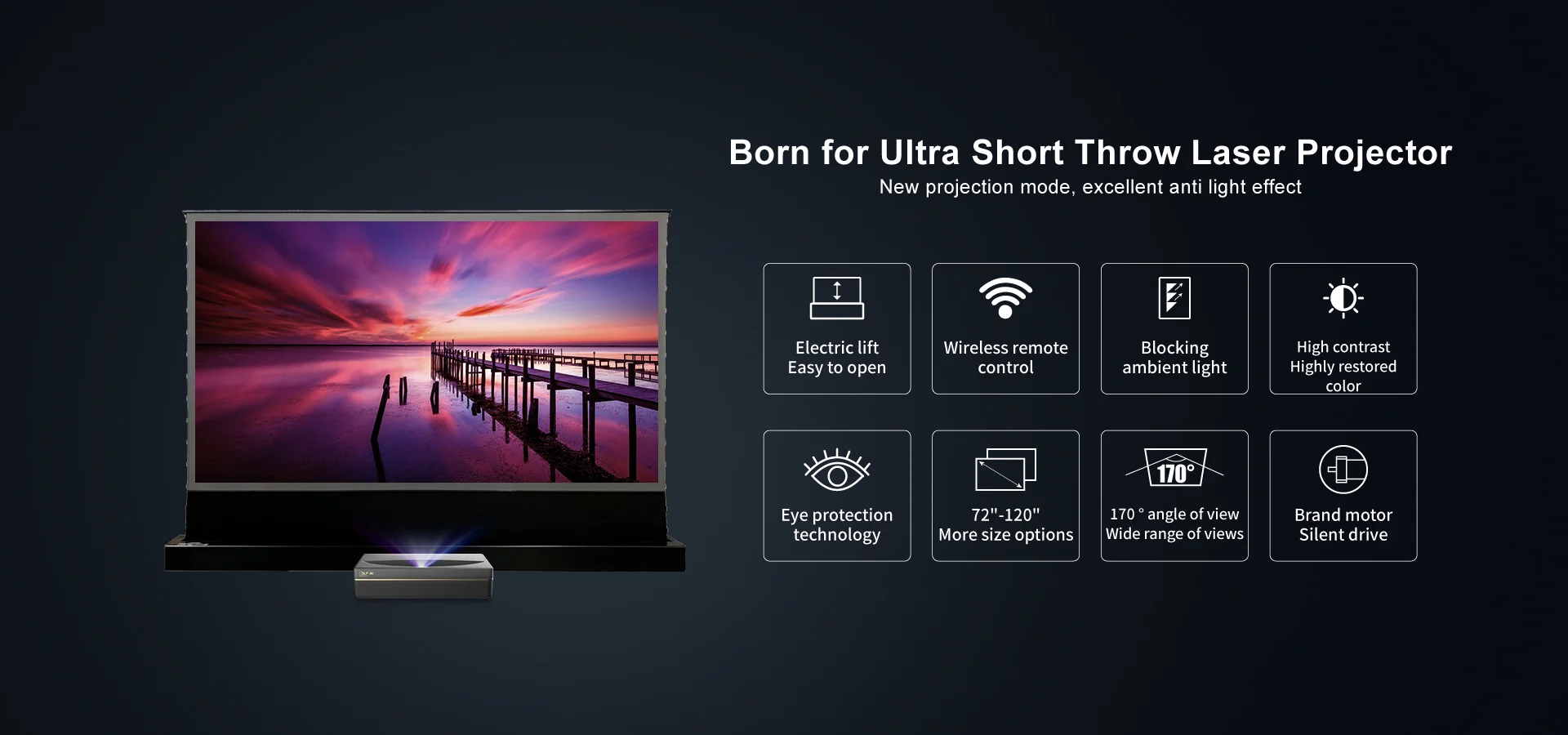 Freies Verschiffen 100 Zoll 16:9 CLR Faltbare Projektor Bildschirm Mit Ultra Kurze Werfen ALR Mit 0,6 Verstärkung Für Home Cinema – Detail 2