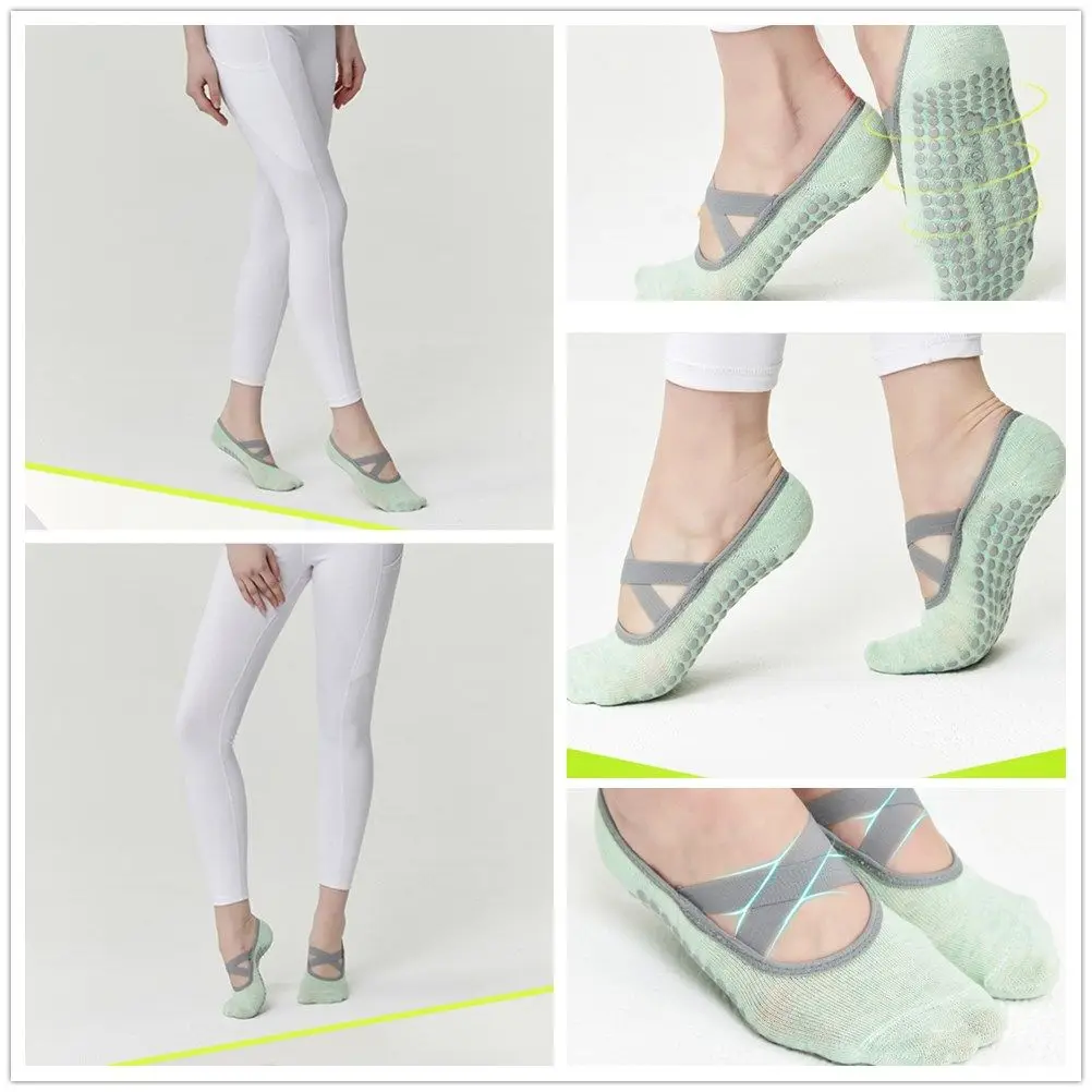

Solid Color Sticky Grippers Women Breathable Grip Anti Slip Ballet Cross Yoga Socks Pilates Socks
