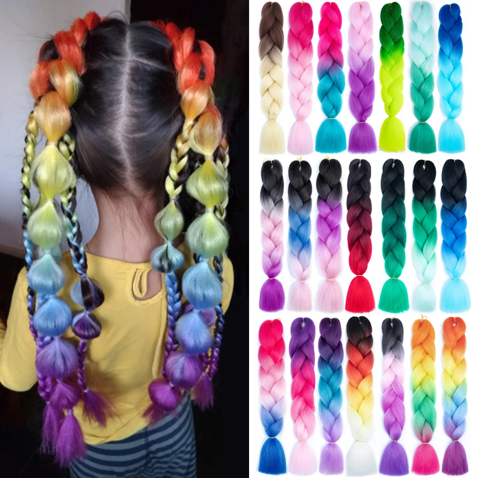 Synthetic Kanekalon Crochet Hair Braiding Hair Pre Stretched Curly Jumbo Braids Extensions Hair Accessories For Girls Braids