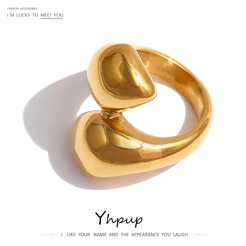 Yhpup Stainless Steel Snake Ring Statement Metalic Texture 18 K Women Ring bague acier inoxydable Accessories Party Gift New