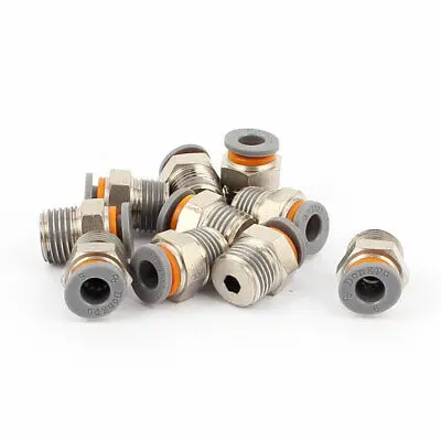 

10Pcs 6mm Hole Dia 1/4" PT Thread Push In Tube Pneumatic Quick Fittings