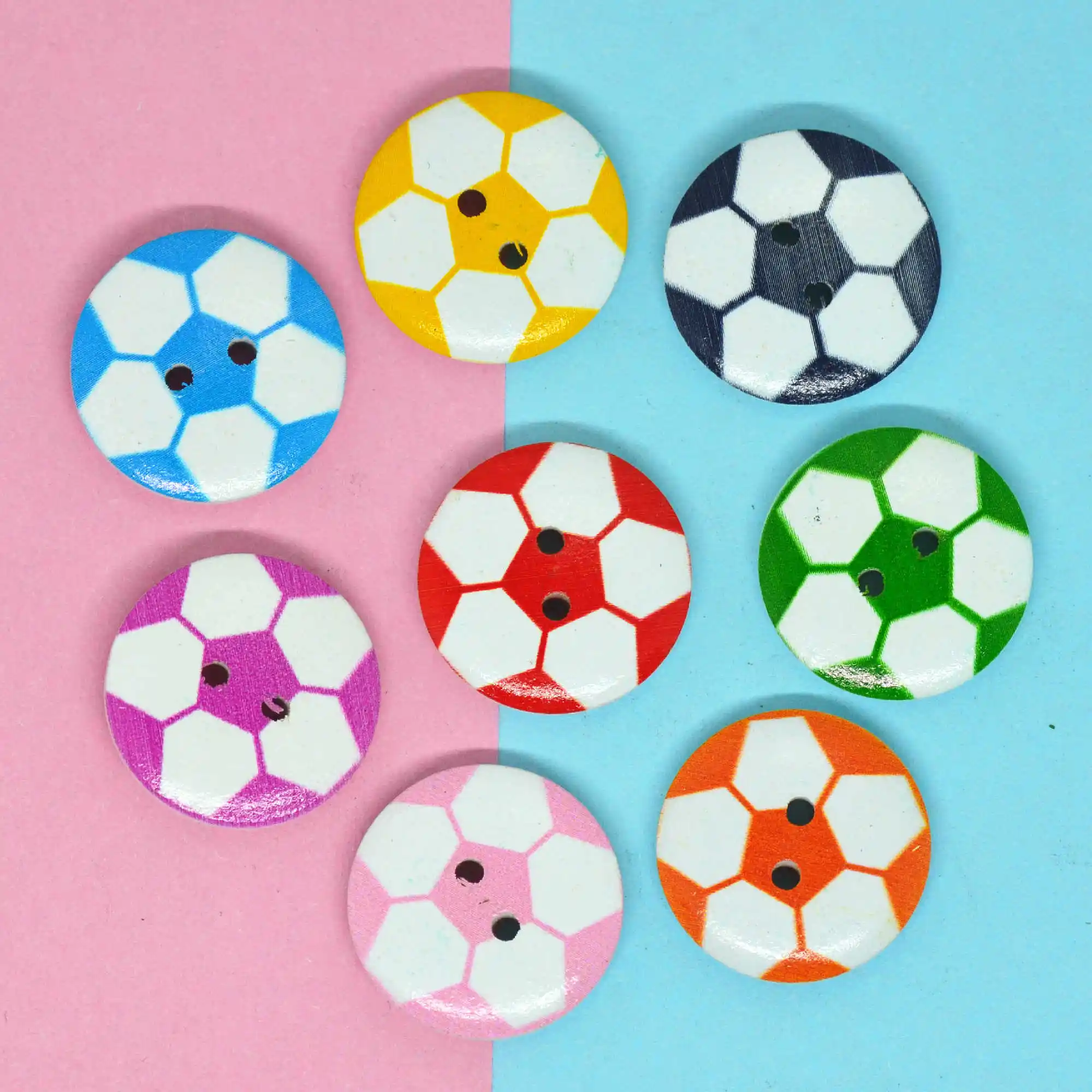 Wooden Football Creative Sewing Buttons DIY Handcraft Scrapbooking Materials Children Hair Clips Decorating 20PCS Mixed