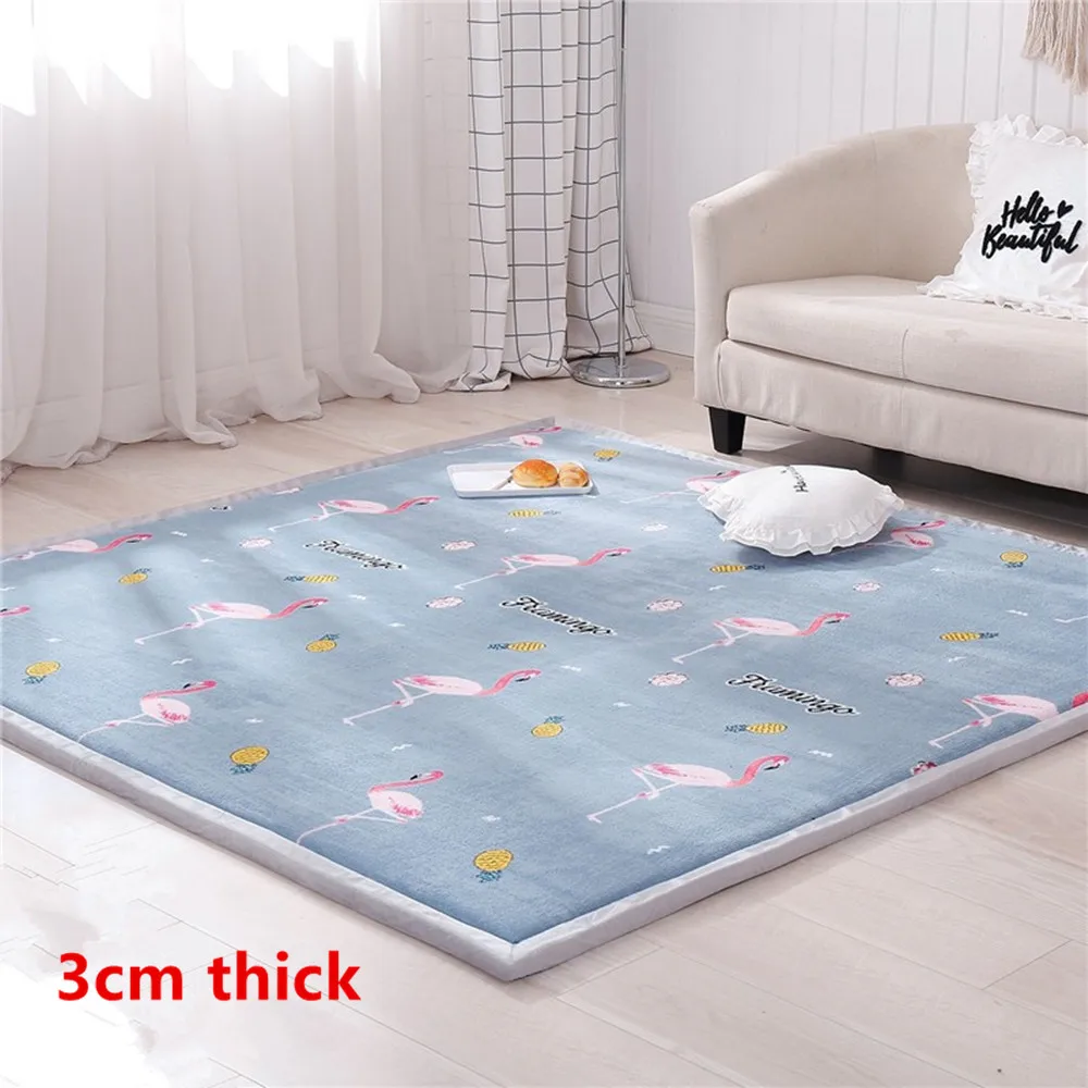 3CM Coral Fleece Thickened Tatami Mats Kids Room Crawl Area Rugs Child Bedroom Climbed Play Carpets Custom Home Large Floor Rug