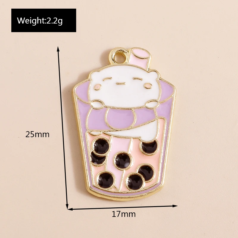 Leslie 10 Stück Emaille süße Essen Trinken Eis Kuchen Saft Cola Charms Anhänger für Halsketten DIY Schmuckherstellung Zubehör – Detail 21