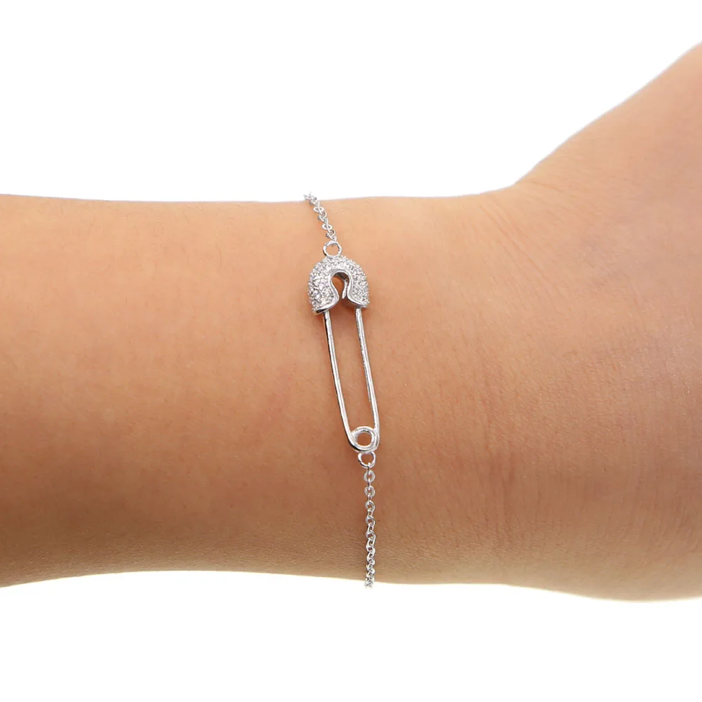 

Новые 100% стерлингового серебра 925 пробы, браслеты с булавкой, браслеты для женщин, модный серебряный цвет, браслет, ювелирные изделия