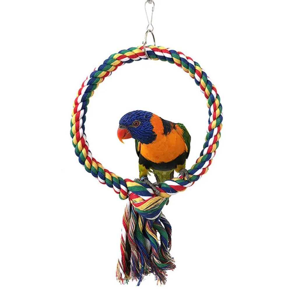 Cotton Rope Bird Swing Toy for Parrot Parakeet Cockatiel Conure Cockatoo African Grey Macaw  Amazon Lovebird Cage Perch Stand