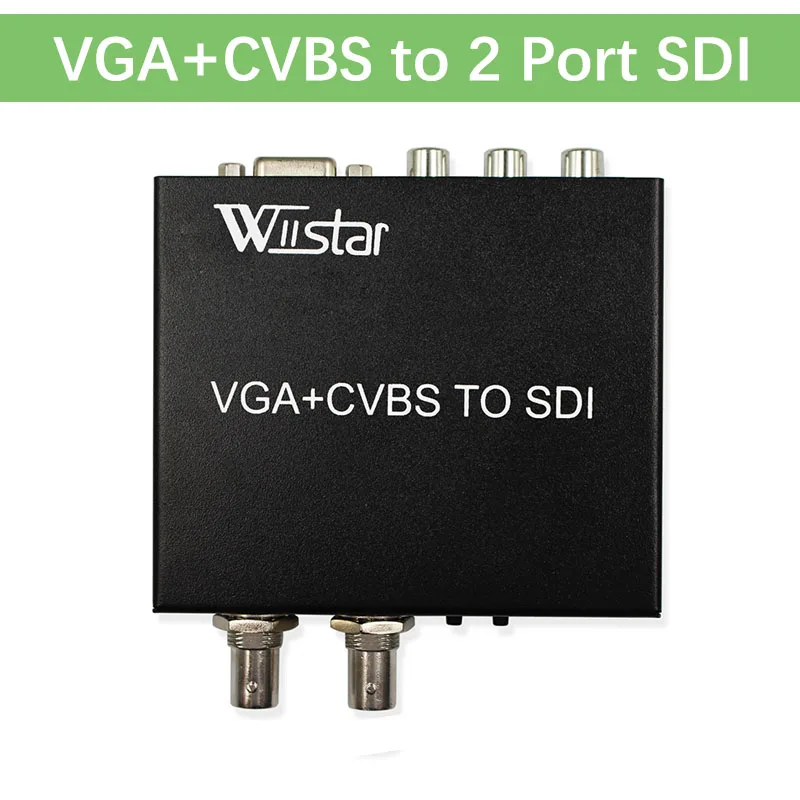 Wiistar CVBS AV VGA to SDI Converter Adapter Support SD/HD-SDI/3G-SDI VGA to 2 Port SDI for TV Monitor Free Shipping