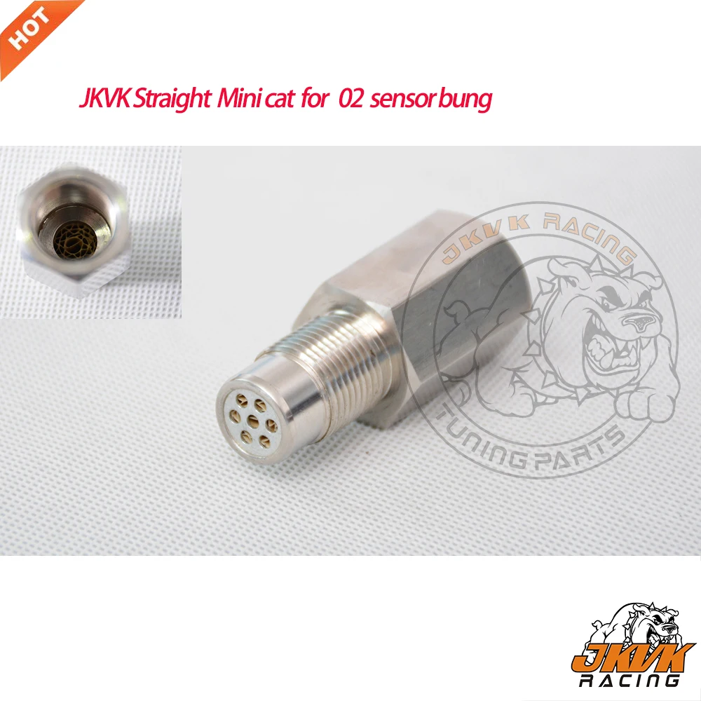 JKVK Racing Straight Mini cat For O2 Oxygen Sensor Spacer Extension Exhaust bung m18*1.5