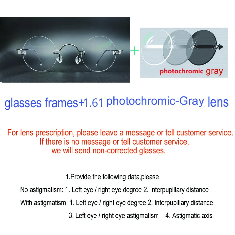 YUJO Vintage Round Rimless Eyeglasses 40mm 7