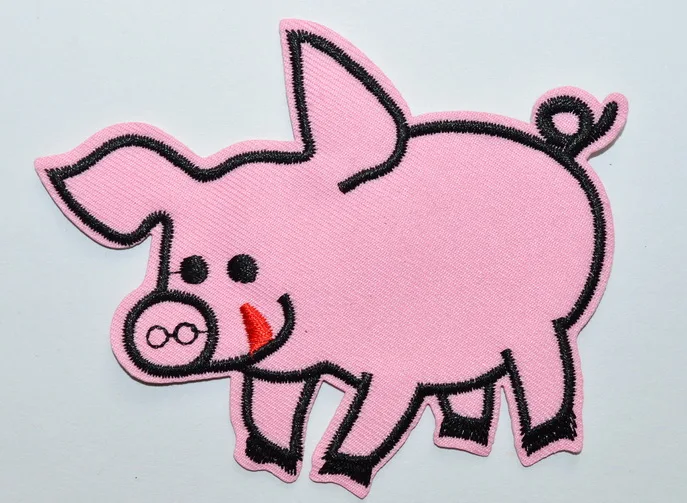 Hot! Pig sow hog swine boar livestock farm animal applique iron on patch new (≈ 9.7 * 8 cm)