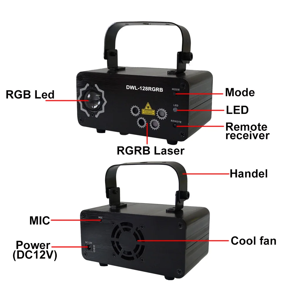 Sharelife 128 RGRB Gobos Mixed RGB LED Dynamic Watermark Effect Laser Projector Light DJ Party Home Show Wedding Stage Lighting