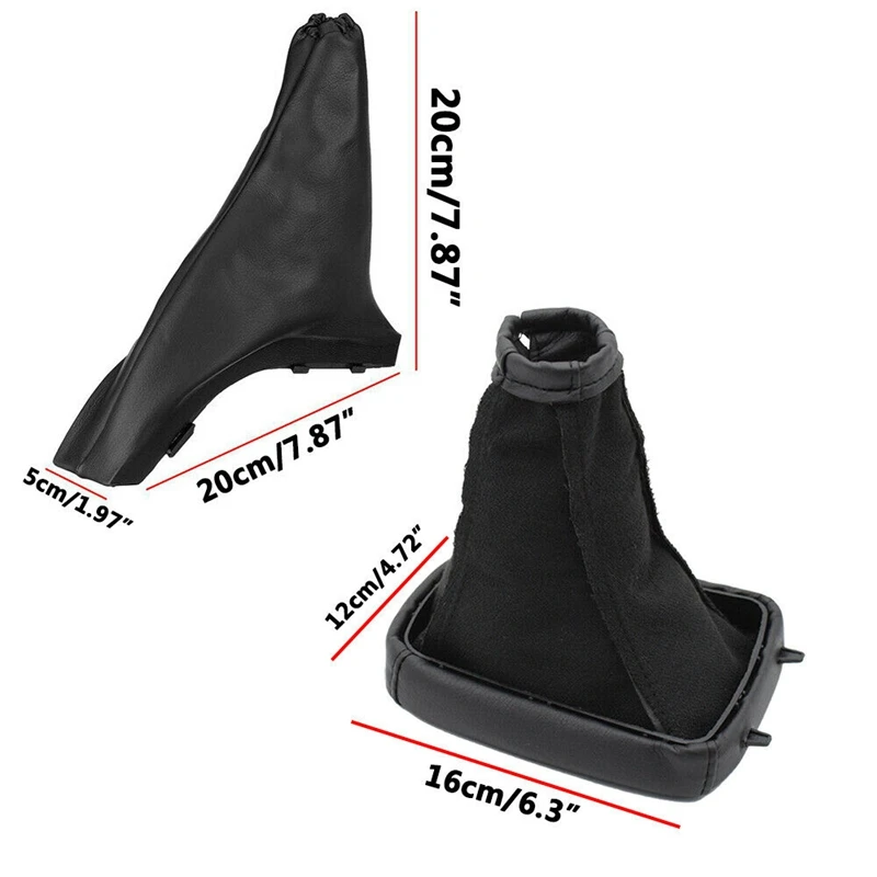 2Pcs Car Handbrake Gear Shift Boot Gaiter Gaitor Pu Leather Black for Opel Astra G Zafira a Vauxhall 1998-2004