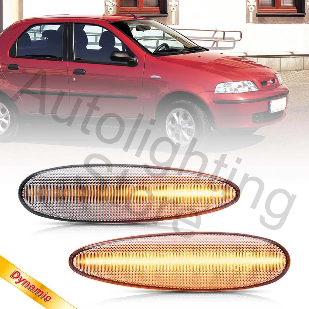 2x Dynamic Led Amber Side Marker Indicator Light Turn Signal Lamp For Fiat Strada Marea Bravo 99-01 Palio Albea 2002-2006