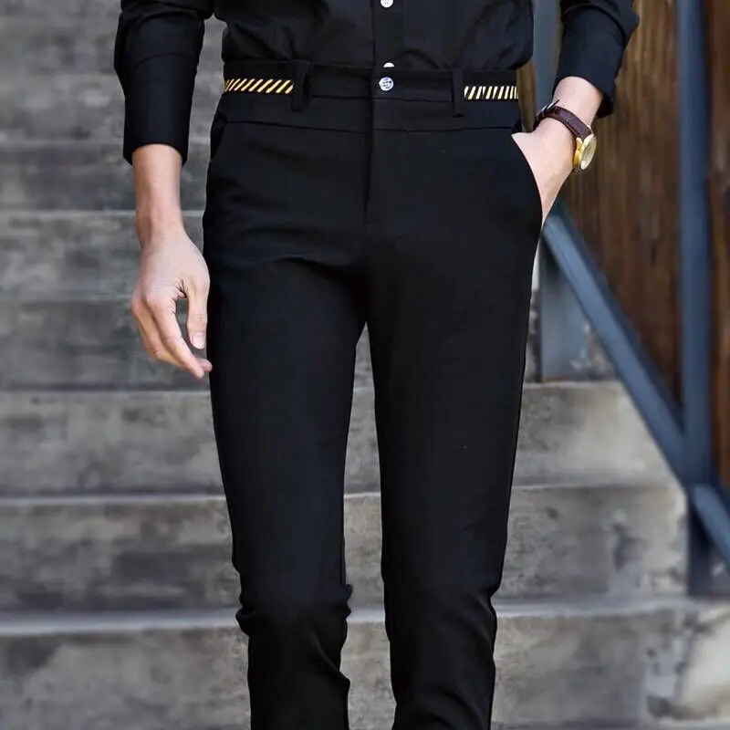 Stretch Suit Trousers for Men Office Pants Non-Ironing Slim Fit Bridegroom Suits Wedding Business Black Suit Pants Men