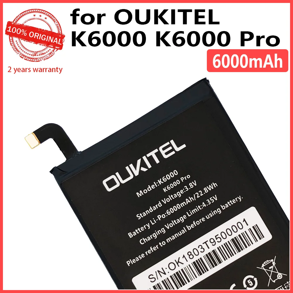 100% Asli 6000MAh untuk Oukitel K6000/ Oukitel K6000 Pro / Ulefone Power / DOOGEE T6 / DOOGEE T6 Pro/Baterai Homtom HT6