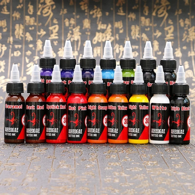 Encres pigmentées de tatouage professionnelles, fournitures de peintures en demi-continu pour la beauté, le maquillage, l\'art corporel, outil de