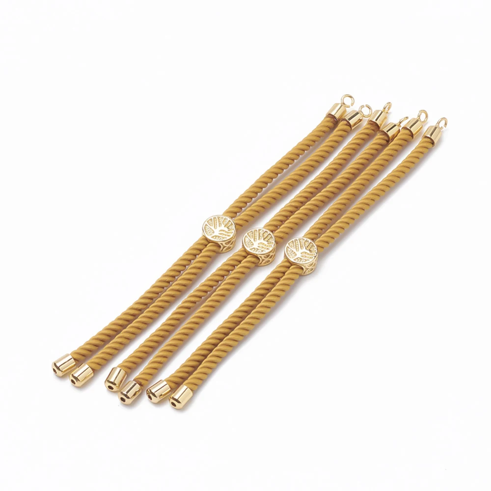 5pcs Nylon Twisted Cord Bracelet Making Slider Bracelet Making with Brass Findings for Jewelry Making Decor Accessories