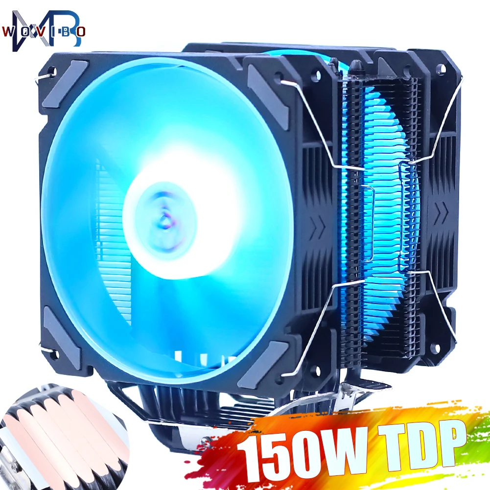 

Wovibo CPU Cooler Fan Computer PWM 4PIN 120mm RGB Cooling Ventilateur For Intel 115x 1200 1366 2011 X79 X99 AMD AM3 AM4