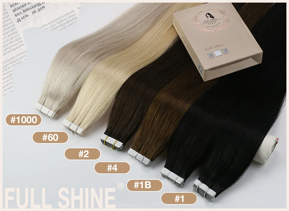 Full Shine Tape in Haarverlängerungen, Remy-Echthaar, dunkelstes Braun, 30,5–61 cm, 100 % Remy-Echthaar, unsichtbare Glätte – Detail 7