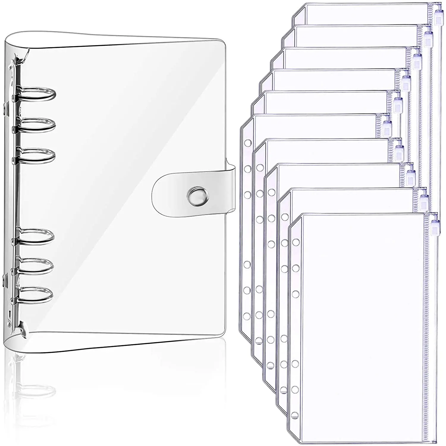 A5 Clear Soft PVC Notebook Cover and 10 PCS A5 Notebook Binder Loose Leaf Bags, Loose Leaf Personal Planner Binder Cover