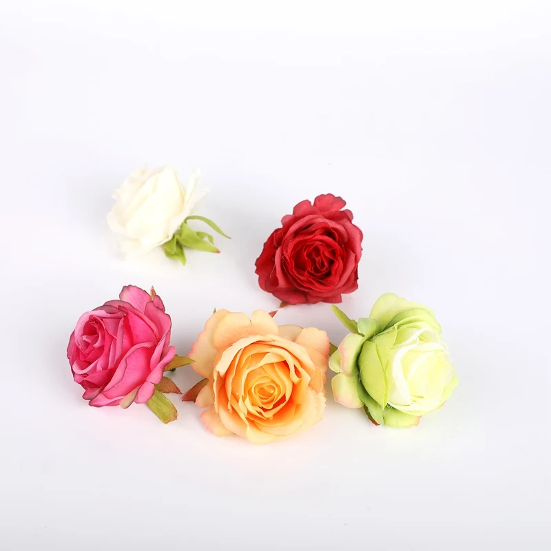 10 Pieces 6cm Artificial Flowers Silk Roses Head Home Decoration Bridal Accessories Clearance Wedding Decorative Flowers Wall