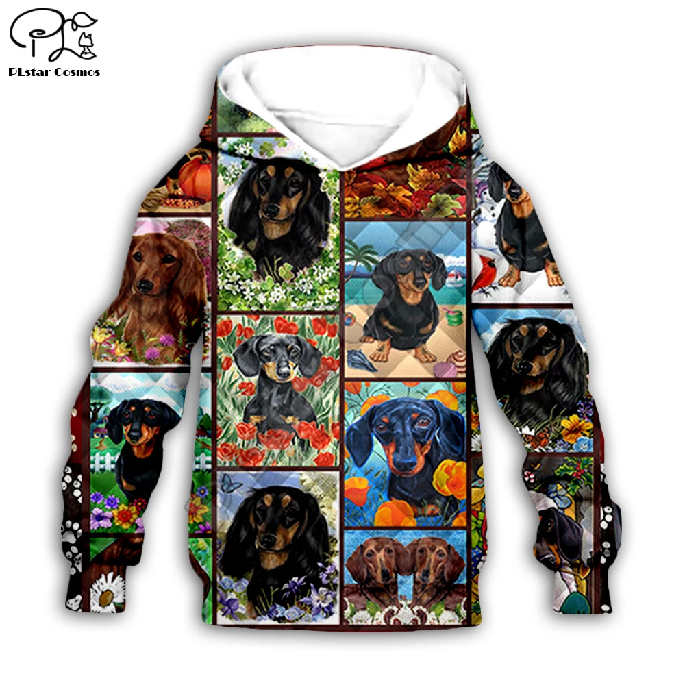 

Kid Dachshund Collection print 3D hoodie cartoon Dog Sweatshirt baby children clothing autumn toddler boy girl zipper shirt Pant