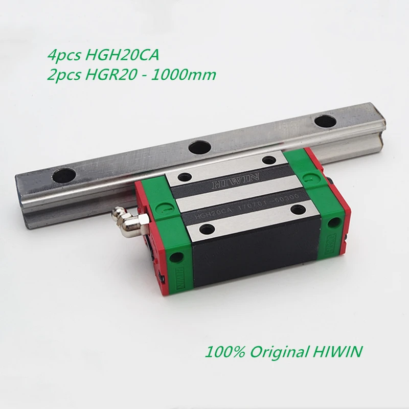 

2pcs Original Hiwin rail HGR20 -1000mm +4pcs HGH20CA linear blocks for CNC