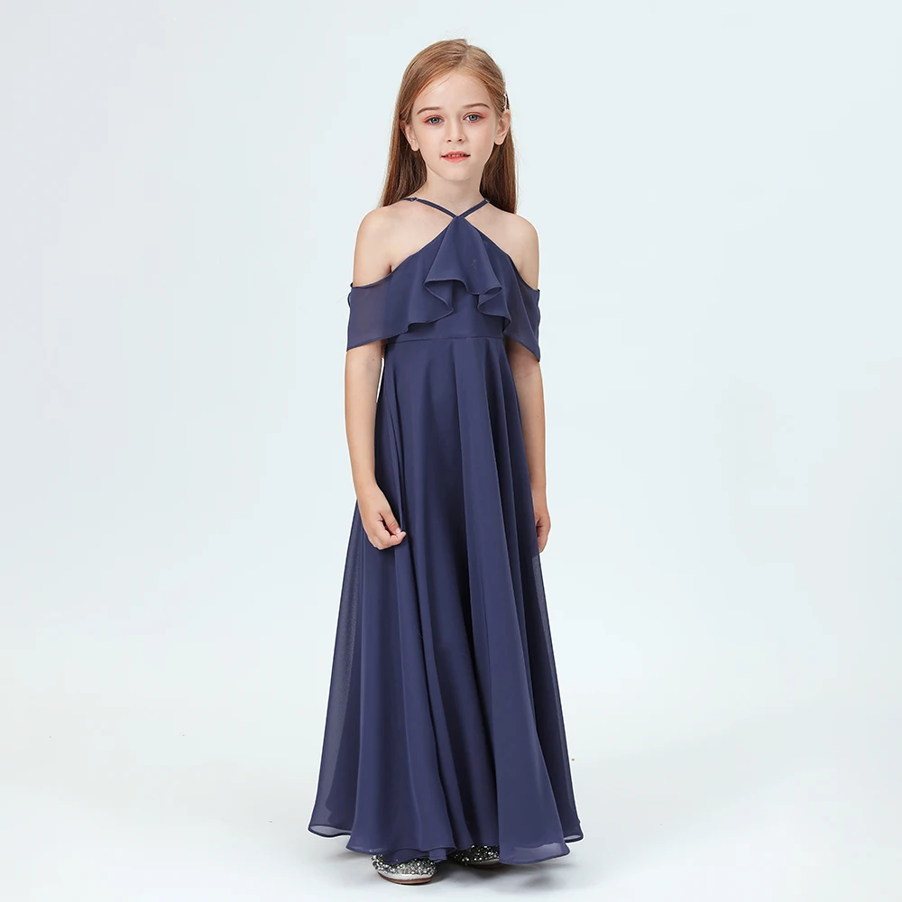 Chiffon Junior Bruidsmeisje Jurk Bruiloft Verjaardagsavond Feest Feest Feest Feest Feest Prom Evenement Banketbal Voor Kinderen