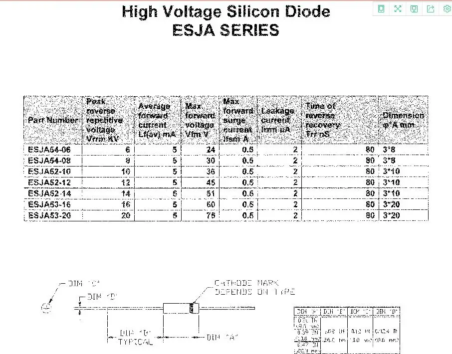 Free shipping 10PCS  ESJA52-12AET ESJA52-12 ESJA52-12A 12KV 5mA 80NS 3*10MM High Voltage Silicon Diode ESJA SERIES