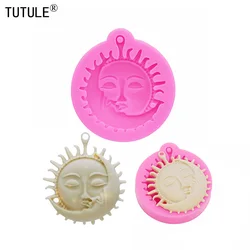 1-2 pz sole e luna bacio portachiavi stampo in Silicone stampo per sapone torta fondente fai da te stampo per orecchini in resina polimerica fatta a mano