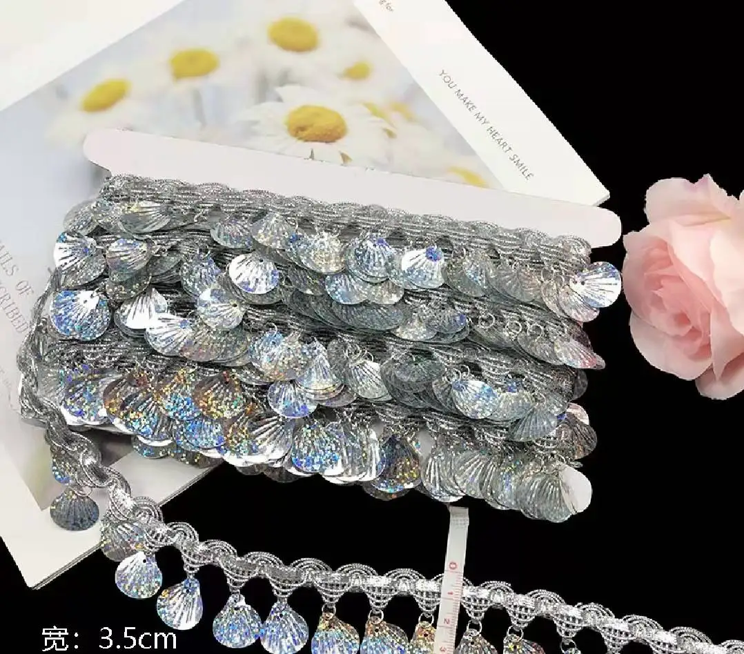 10 ياردة/مجموعة حافة التقوقع المعدنية الذهب الدانتيل التشذيب بريق فراشة شرابات الأعرجاب الدانتيل تقليم