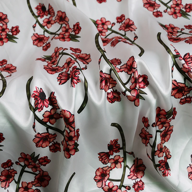 By Meter Blumen-Satin-Stoff, glänzend, weich, Schal, Hemd, Nachtwäsche, Material Charmeuse – Detail 26
