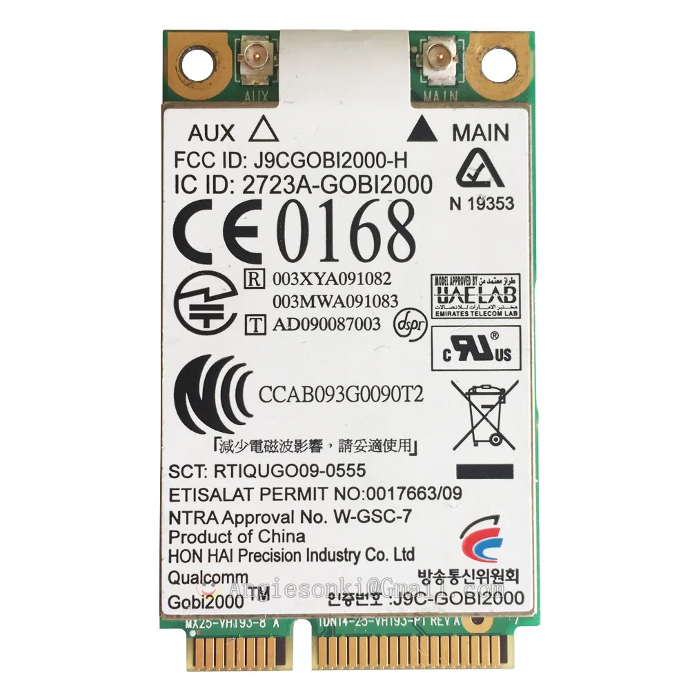 

UN2420 GOBI2000 531993-001 WWAN Mobile Broadband 3G Card for HP 2540P 2740P 8440P 8440W 8540P 8540W 311 5102 Dm1 Dm3 4425 4326S