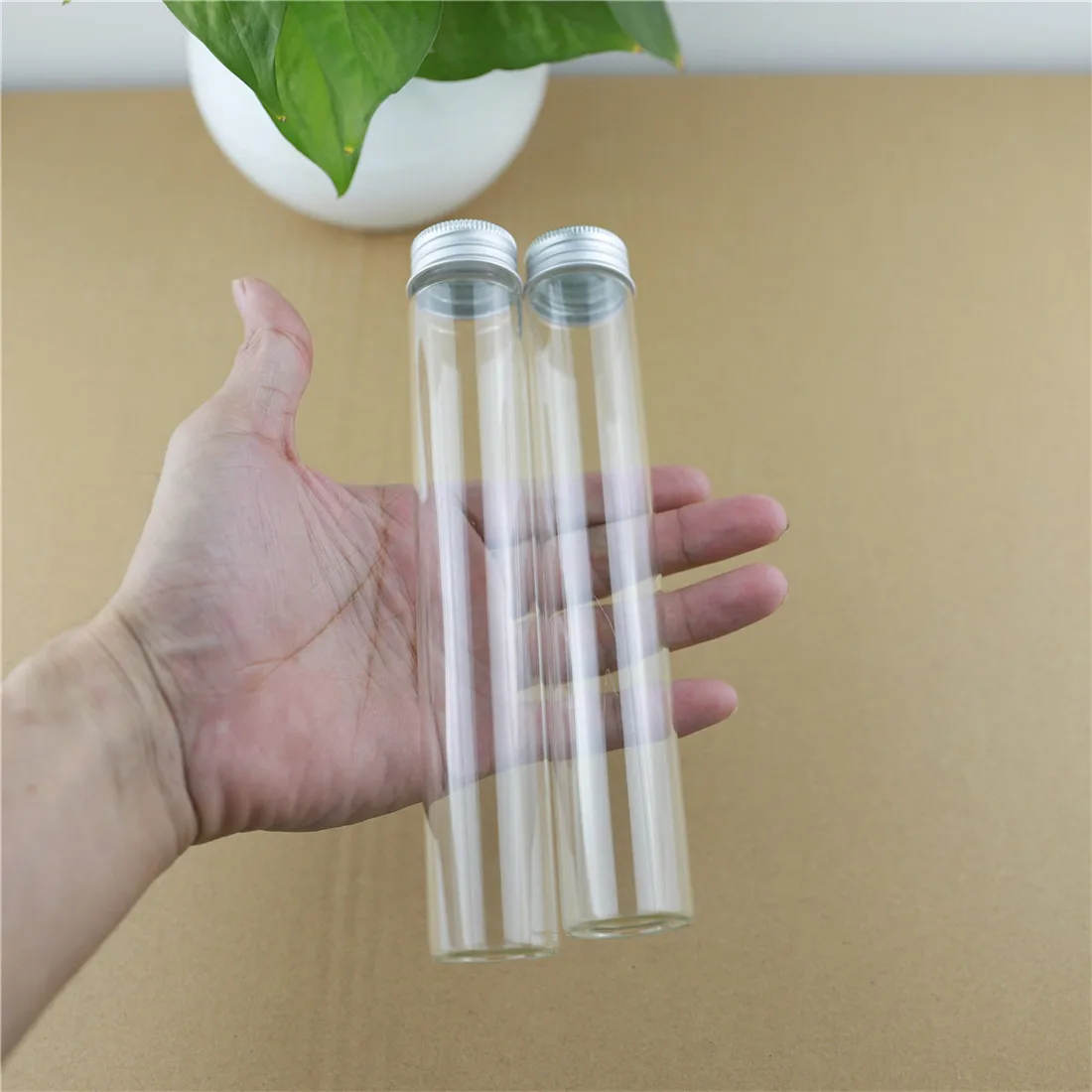 24pcs/lot 30*180mm 100ml Mini Glass Bottles Aluminum CapsGlass Jars Vials Transparent Glass Containers Cute Small Bottles