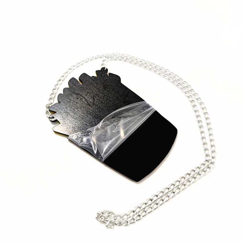 KUGUYS Big XL Chips Pendant Necklace for Women Acrylic Silver Color Link Chain French Fries Trendy Jewelry Accessories