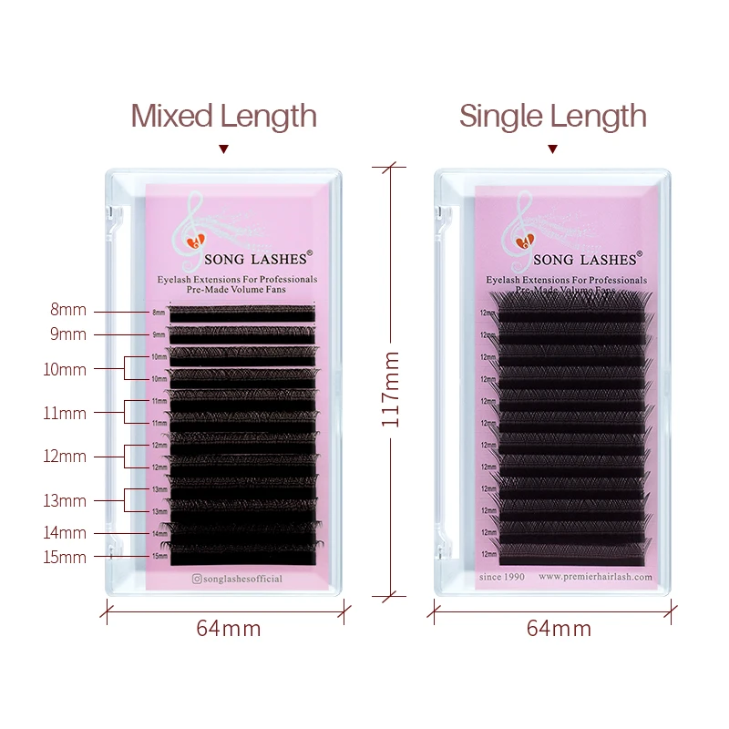 SONG LASHES YY Shape Two Tips Individual Eyelash Extensions Hand-woven Natural Fluffy False Lashes Support Private label Custom