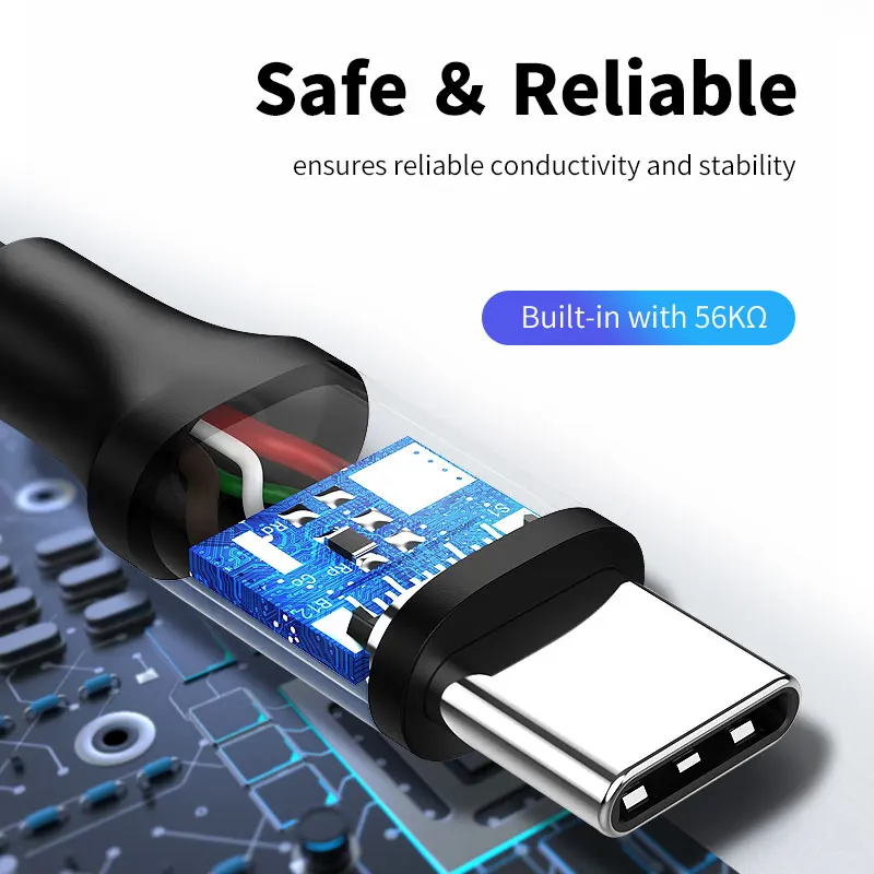 CABLETIME 3A USB C Cable Type C Mobile Phone Cable Android Data Cable Fast Charge for Samsung S10 S9 Xiaomi Redmi Oneplus 7 C276